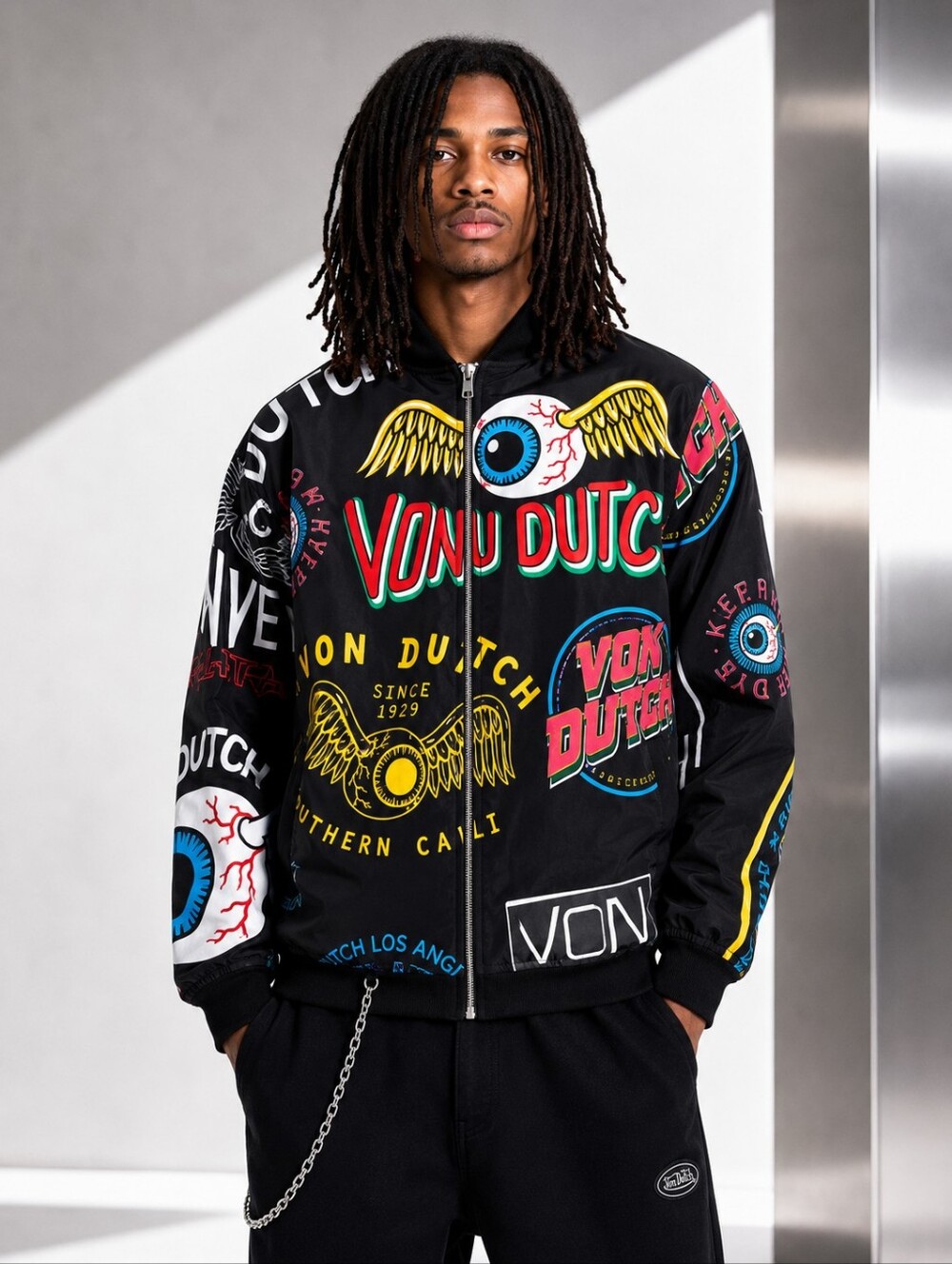 VON DUTCH All Over Print Lightweight Jacket MENS MEDIUM NWT